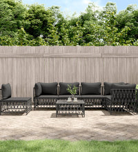 7-tlg. Garten-Lounge-Set mit Kissen Anthrazit Stahl