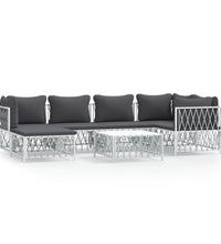 7-tlg. Garten-Lounge-Set mit Kissen Weiß Stahl