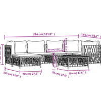 7-tlg. Garten-Lounge-Set mit Kissen Weiß Stahl