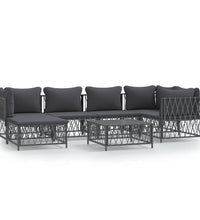 7-tlg. Garten-Lounge-Set mit Kissen Anthrazit Stahl