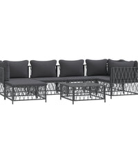 7-tlg. Garten-Lounge-Set mit Kissen Anthrazit Stahl