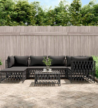 7-tlg. Garten-Lounge-Set mit Kissen Anthrazit Stahl