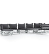 7-tlg. Garten-Lounge-Set mit Kissen Weiß Stahl