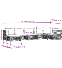 7-tlg. Garten-Lounge-Set mit Kissen Weiß Stahl