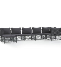 7-tlg. Garten-Lounge-Set mit Kissen Anthrazit Stahl
