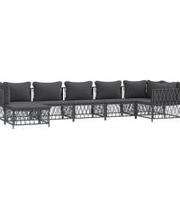 7-tlg. Garten-Lounge-Set mit Kissen Anthrazit Stahl