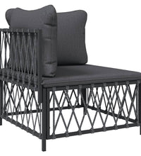 7-tlg. Garten-Lounge-Set mit Kissen Anthrazit Stahl