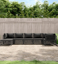 7-tlg. Garten-Lounge-Set mit Kissen Anthrazit Stahl