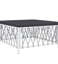 7-tlg. Garten-Lounge-Set mit Kissen Weiß Stahl