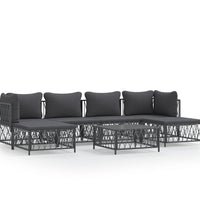 7-tlg. Garten-Lounge-Set mit Kissen Anthrazit Stahl