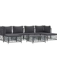 7-tlg. Garten-Lounge-Set mit Kissen Anthrazit Stahl