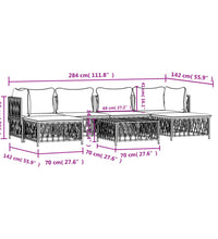 7-tlg. Garten-Lounge-Set mit Kissen Anthrazit Stahl