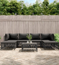 7-tlg. Garten-Lounge-Set mit Kissen Anthrazit Stahl