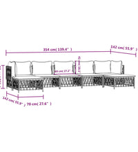 7-tlg. Garten-Lounge-Set mit Kissen Weiß Stahl