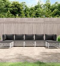 7-tlg. Garten-Lounge-Set mit Kissen Weiß Stahl