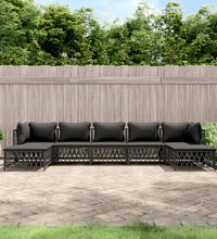 7-tlg. Garten-Lounge-Set mit Kissen Anthrazit Stahl