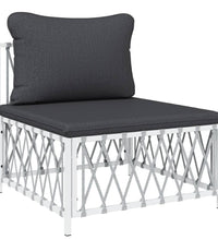 7-tlg. Garten-Lounge-Set mit Kissen Weiß Stahl