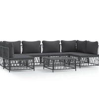 7-tlg. Garten-Lounge-Set mit Kissen Anthrazit Stahl