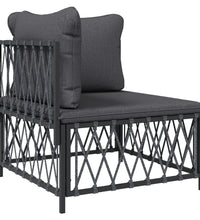 7-tlg. Garten-Lounge-Set mit Kissen Anthrazit Stahl