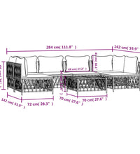 7-tlg. Garten-Lounge-Set mit Kissen Anthrazit Stahl