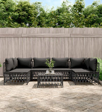 7-tlg. Garten-Lounge-Set mit Kissen Anthrazit Stahl