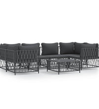 7-tlg. Garten-Lounge-Set mit Kissen Anthrazit Stahl