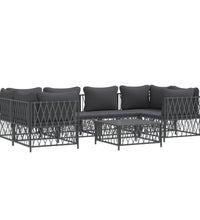 7-tlg. Garten-Lounge-Set mit Kissen Anthrazit Stahl