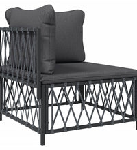 7-tlg. Garten-Lounge-Set mit Kissen Anthrazit Stahl