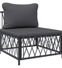 7-tlg. Garten-Lounge-Set mit Kissen Anthrazit Stahl