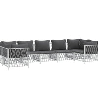 7-tlg. Garten-Lounge-Set mit Kissen Weiß Stahl