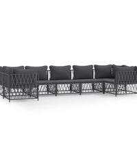 7-tlg. Garten-Lounge-Set mit Kissen Anthrazit Stahl