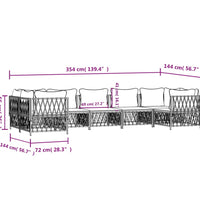 7-tlg. Garten-Lounge-Set mit Kissen Anthrazit Stahl