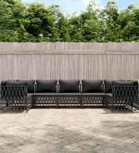 7-tlg. Garten-Lounge-Set mit Kissen Anthrazit Stahl