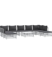 10-tlg. Garten-Lounge-Set mit Kissen Weiß Stahl