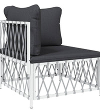 10-tlg. Garten-Lounge-Set mit Kissen Weiß Stahl