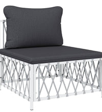 10-tlg. Garten-Lounge-Set mit Kissen Weiß Stahl