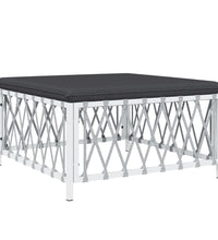 10-tlg. Garten-Lounge-Set mit Kissen Weiß Stahl