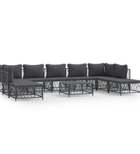 10-tlg. Garten-Lounge-Set mit Kissen Anthrazit Stahl