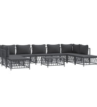 10-tlg. Garten-Lounge-Set mit Kissen Anthrazit Stahl