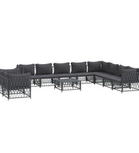 11-tlg. Garten-Lounge-Set mit Kissen Anthrazit Stahl