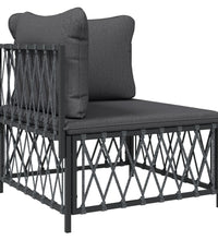 11-tlg. Garten-Lounge-Set mit Kissen Anthrazit Stahl