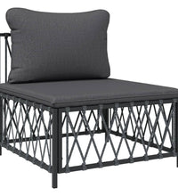11-tlg. Garten-Lounge-Set mit Kissen Anthrazit Stahl