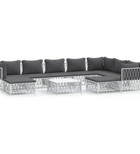 10-tlg. Garten-Lounge-Set mit Kissen Weiß Stahl