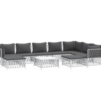 10-tlg. Garten-Lounge-Set mit Kissen Weiß Stahl