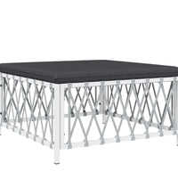 10-tlg. Garten-Lounge-Set mit Kissen Weiß Stahl