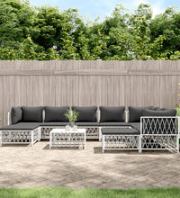 10-tlg. Garten-Lounge-Set mit Kissen Weiß Stahl