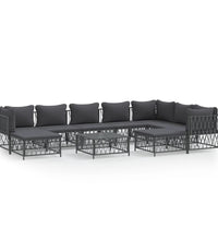 10-tlg. Garten-Lounge-Set mit Kissen Anthrazit Stahl