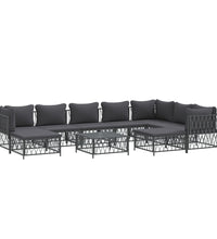 10-tlg. Garten-Lounge-Set mit Kissen Anthrazit Stahl