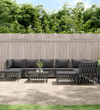 10-tlg. Garten-Lounge-Set mit Kissen Anthrazit Stahl