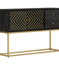 Sideboard Schwarz und Golden 110x30x75 cm Massivholz Mango